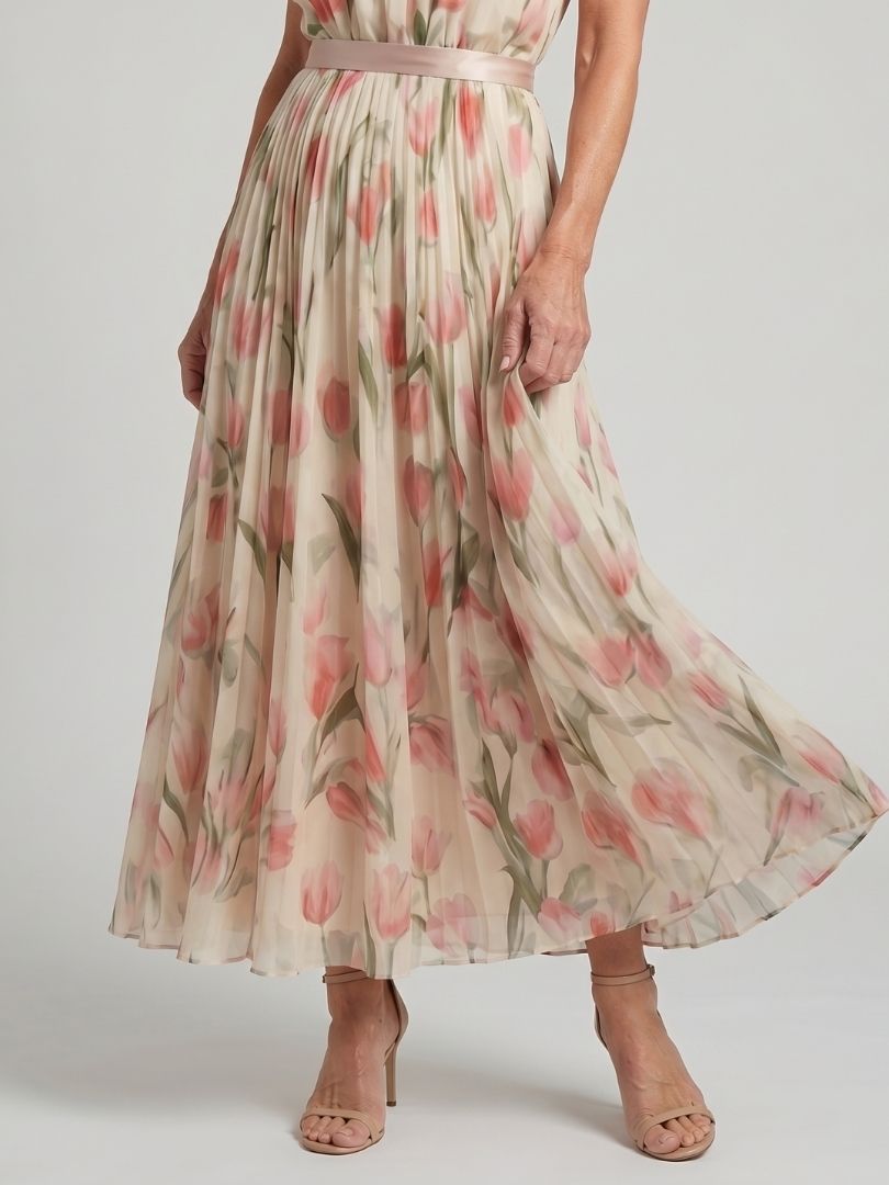 Aurelle™ Halter Neck Floral Midi Dress - Alira - Boutique