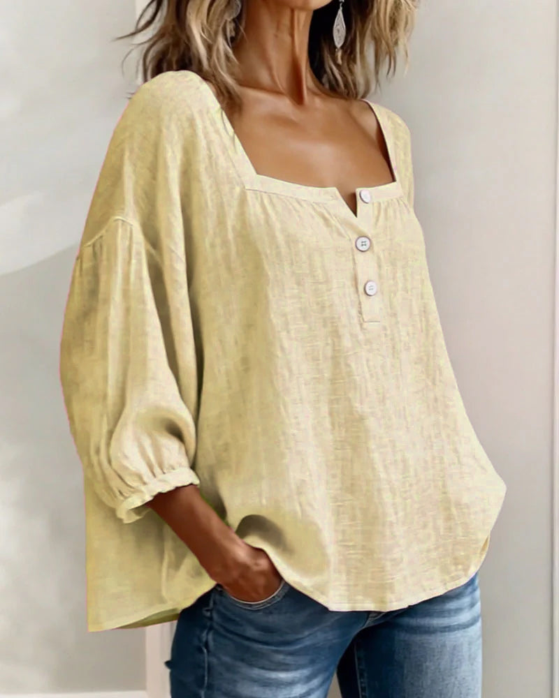 Diane | Square Neck Lantern Sleeve Shirt