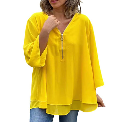 Lorelai | Chiffon Zipper Blouse