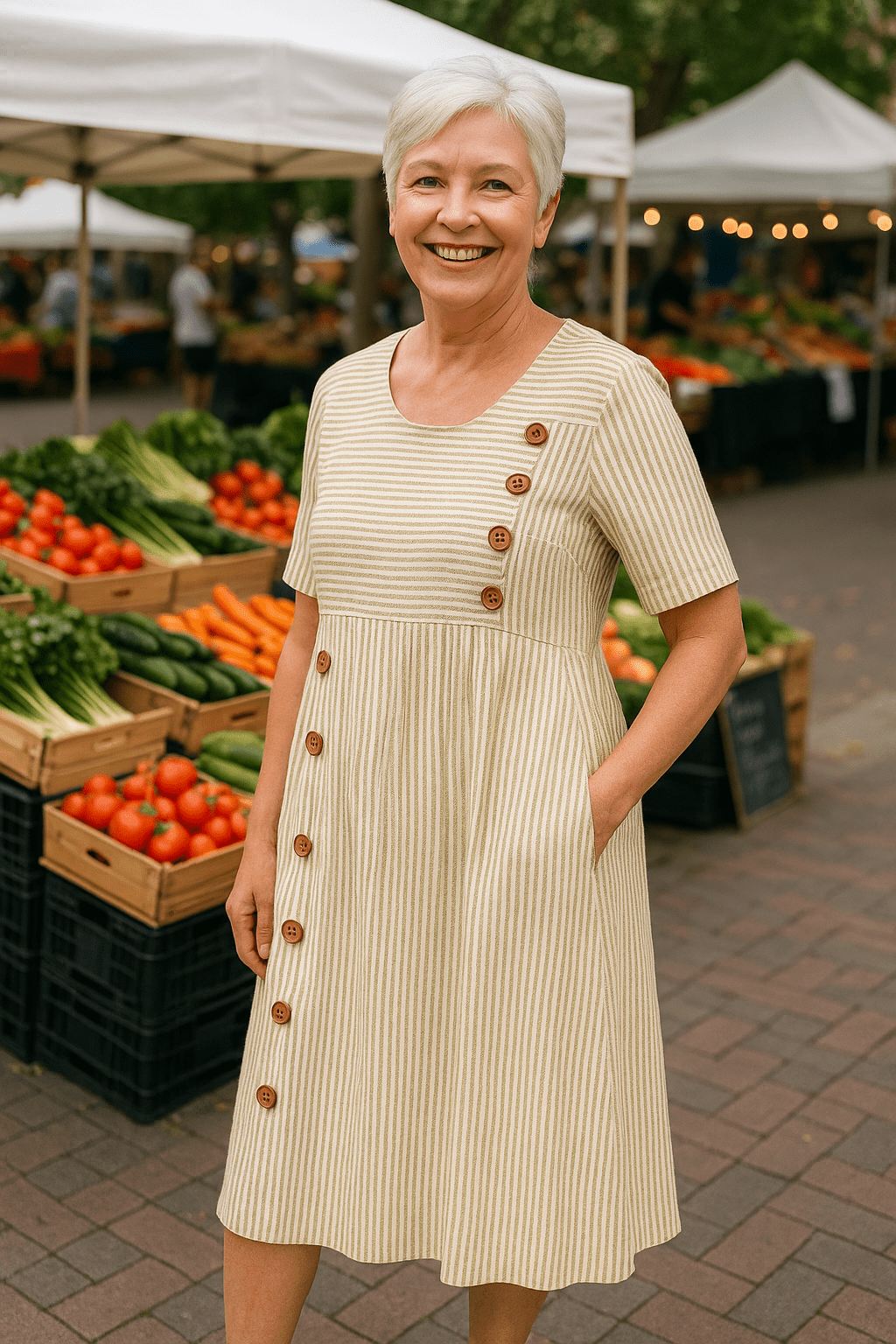 Brienne | Striped Midi Dress – Effortless Comfort, Everyday Confidence - Alira - Boutique