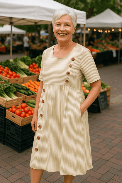 Brienne | Striped Midi Dress – Effortless Comfort, Everyday Confidence - Alira - Boutique