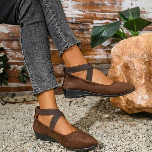 Bryony | Brown Wedge Mary Jane Shoes