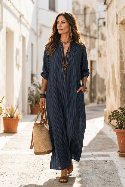 Opal | Indigo Loose-Fit Maxi Dress