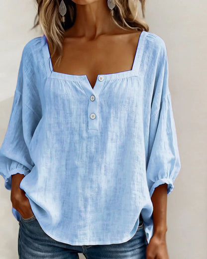 Diane | Square Neck Lantern Sleeve Shirt