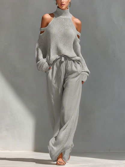 Camilla | Fashionable Knit and Linen Set - Alira - Boutique