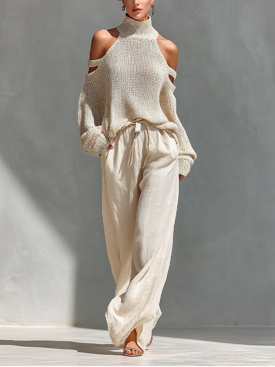 Camilla | Fashionable Knit and Linen Set - Alira - Boutique