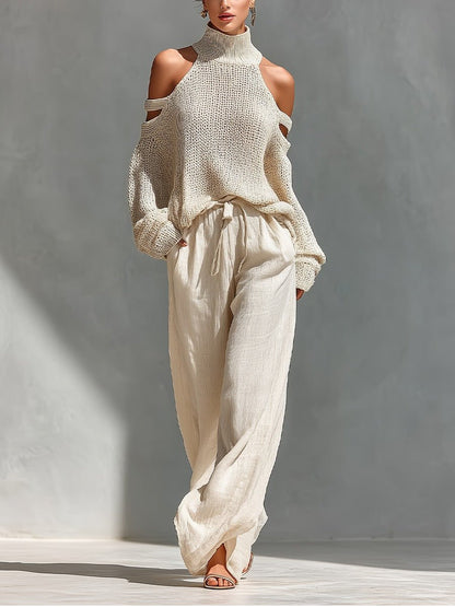 Camilla | Fashionable Knit and Linen Set - Alira - Boutique