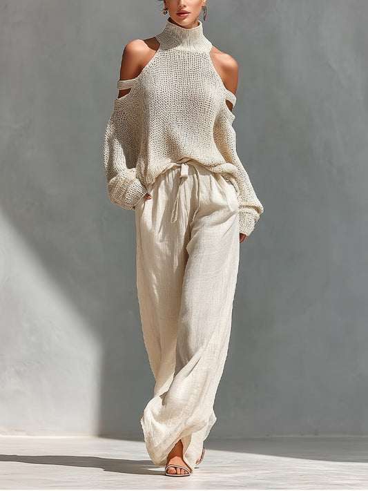 Camilla | Fashionable Knit and Linen Set - Alira - Boutique