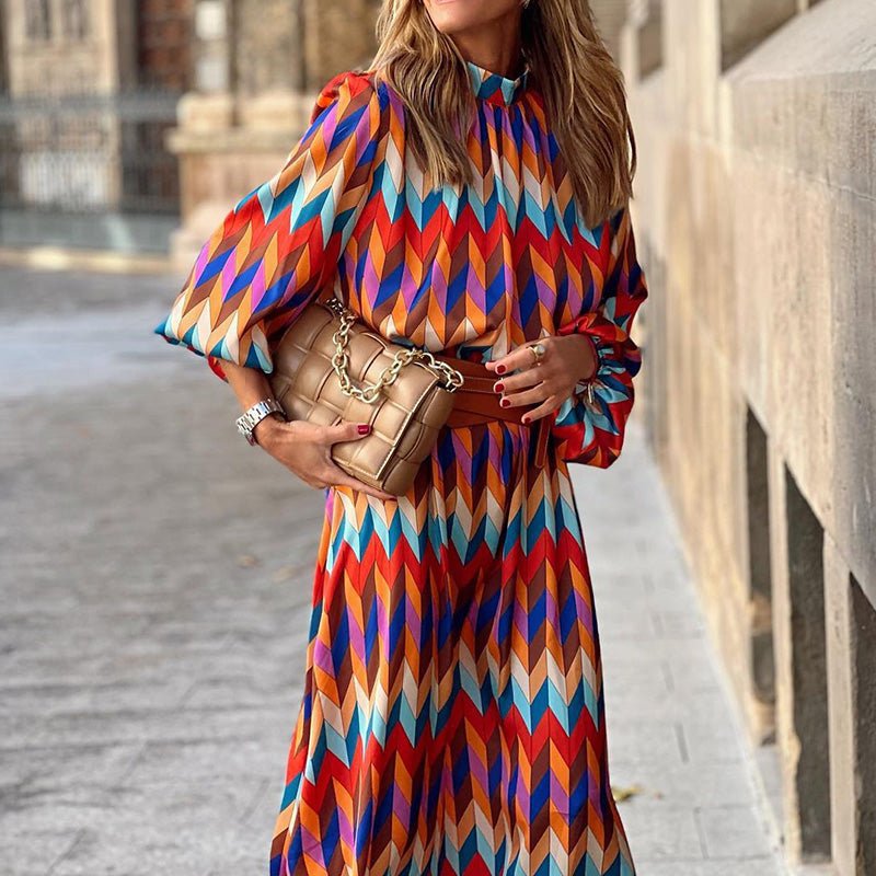 Cassandra - Vibrant Geometric Dress - Alira - Boutique