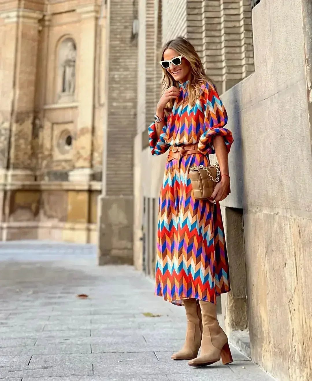 Cassandra - Vibrant Geometric Dress - Alira - Boutique