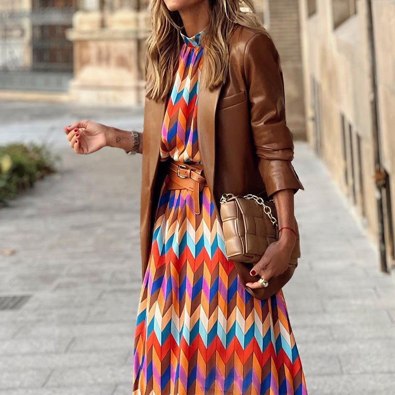 Cassandra - Vibrant Geometric Dress - Alira - Boutique