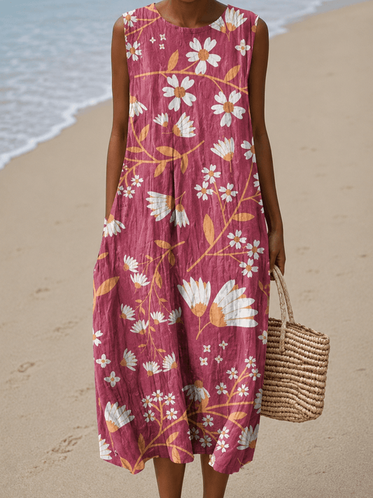 Charlotte - Women's Sleeveless Printed Midi Casual Dress - Alira - Boutique