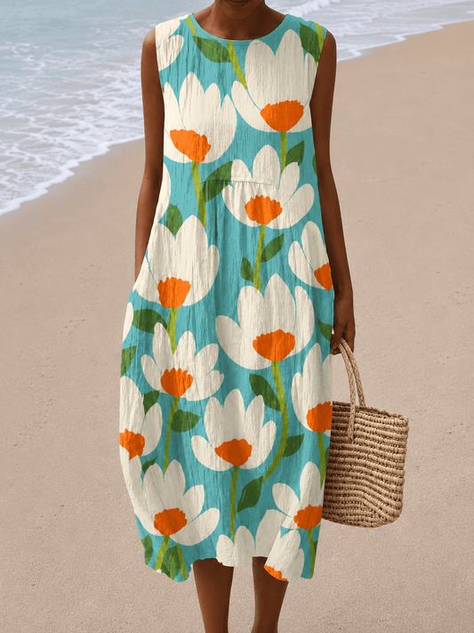 Charlotte - Women’s Sleeveless Relaxed Fit Midi Dress - Alira - Boutique