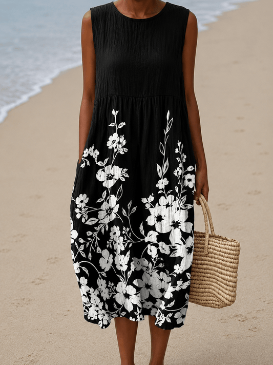 Chloe - Women's Sleeveless Printed Midi Casual Dress - Alira - Boutique