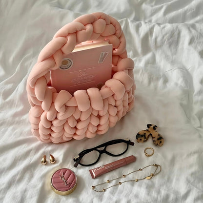 Camille | Dusty Pink Chunky Knit Bag