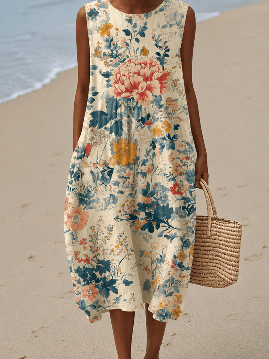 Claire - Women's Sleeveless Printed Midi Casual Dress - Alira - Boutique