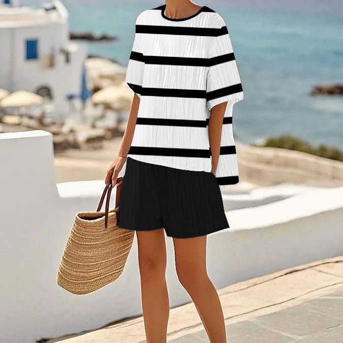 Comfy Round Neck Short Sleeve Two Piece Set - Alira - Boutique