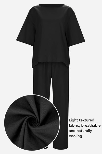 Cotton-Linen Blend Monochrome Two-Piece Set - Alira - Boutique