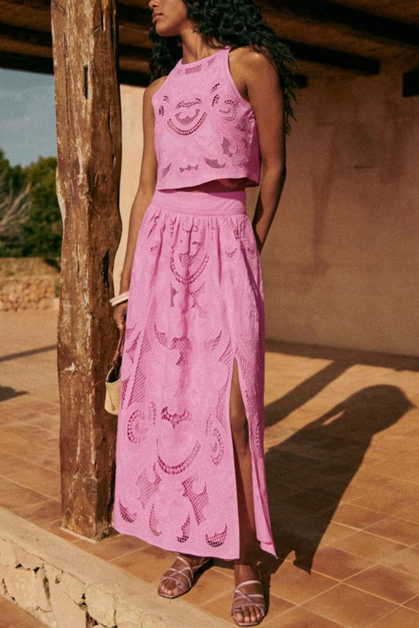 Moise | Pink Lace Two-Piece Set