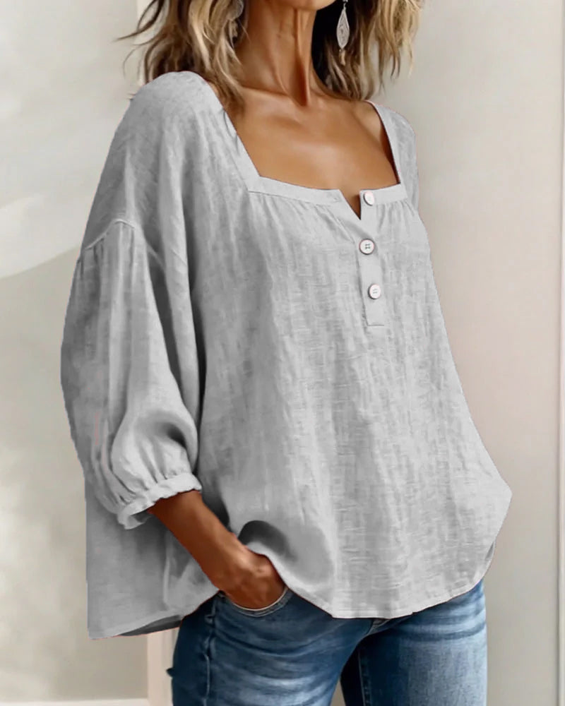 Diane | Square Neck Lantern Sleeve Shirt