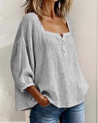 Diane | Square Neck Lantern Sleeve Shirt