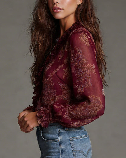 Demi | Zip Ruffled Retro Blouse