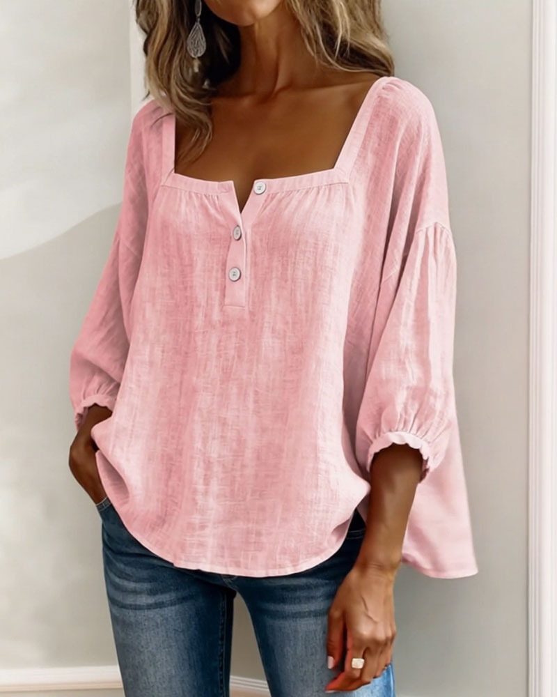 Diane | Square Neck Lantern Sleeve Shirt