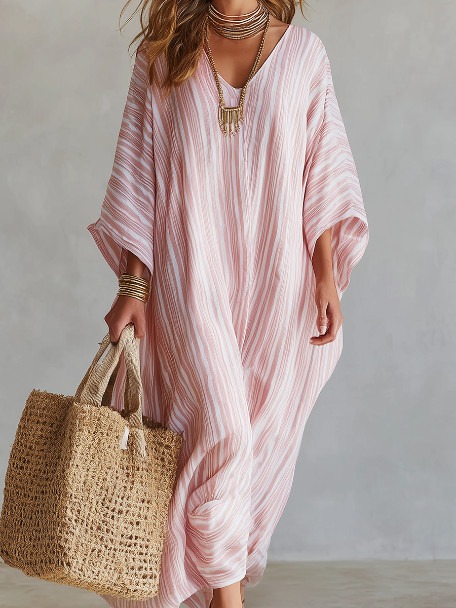 Cleo | Pink Striped Kaftan Dress