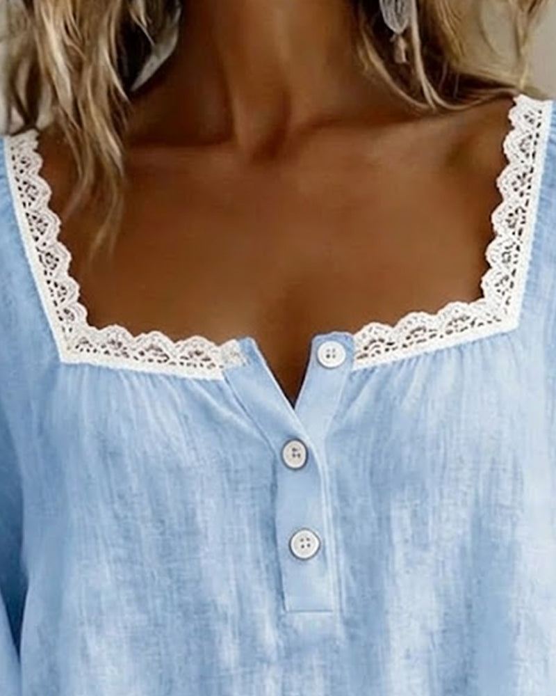 Cheryl | Lace Blouse with Puff Sleeves