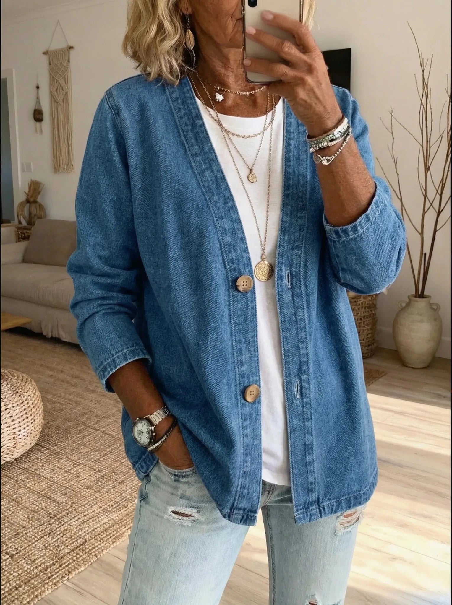 Daria - Denim Button Coat - Alira - Boutique
