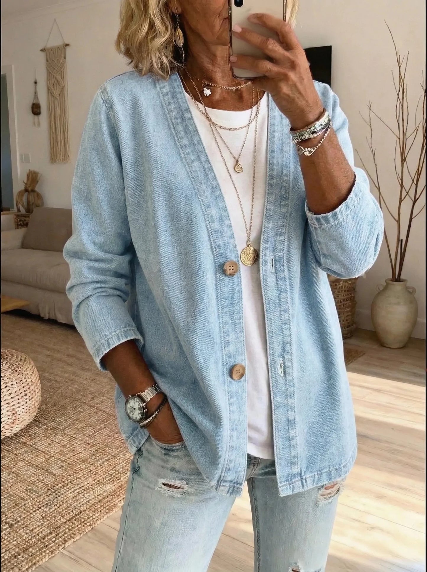 Daria - Denim Button Coat - Alira - Boutique