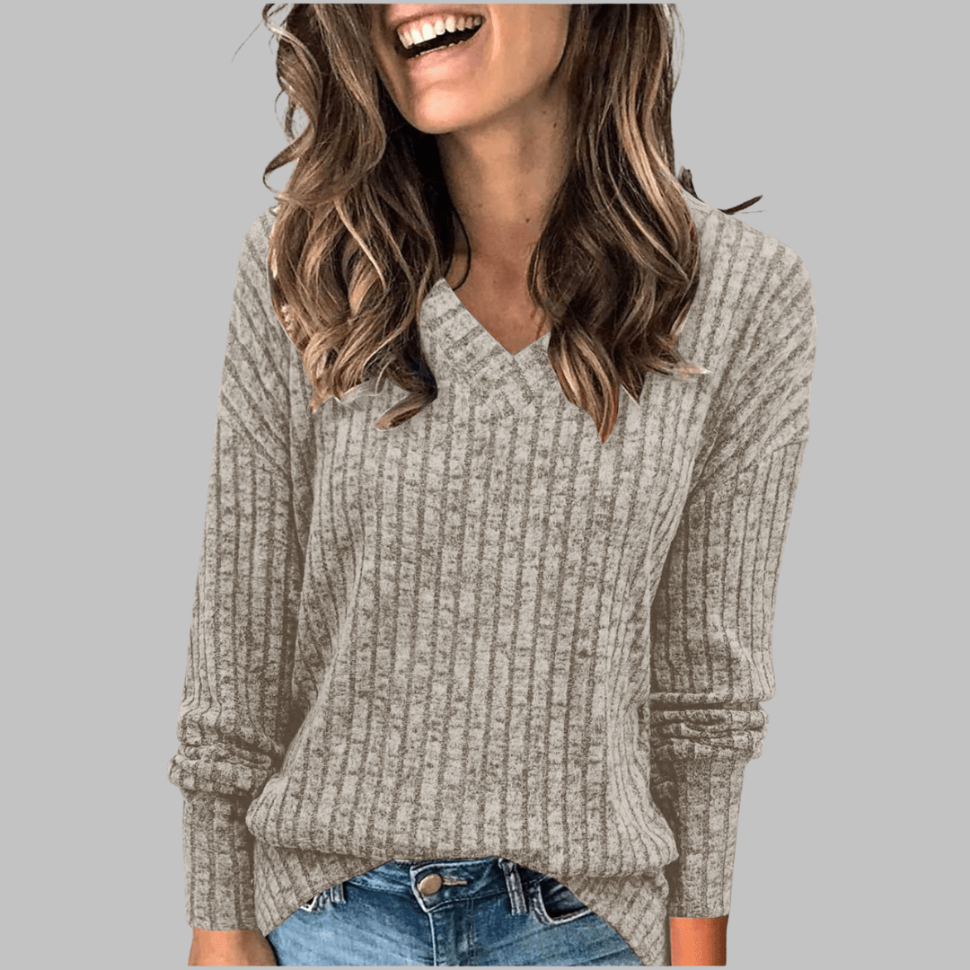 DERI™ - Comfy V-Neck Long Sleeve Top - Alira - Boutique