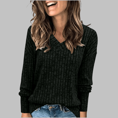 DERI™ - Comfy V-Neck Long Sleeve Top - Alira - Boutique