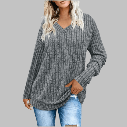 DERI™ - Comfy V-Neck Long Sleeve Top - Alira - Boutique