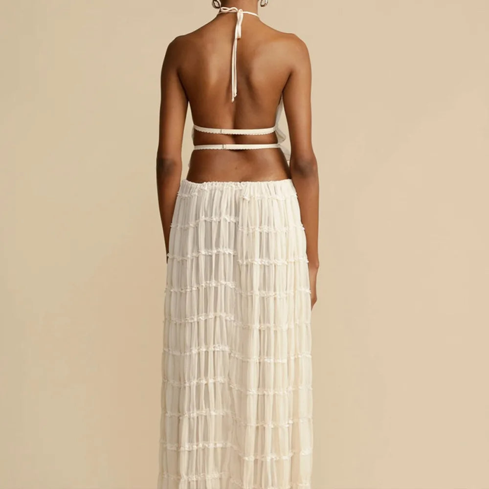 Isla | Lace-Up Maxi Halter Two-Piece Set