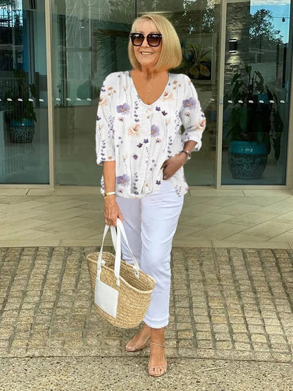 Quinty | Printed Button Tunic Top