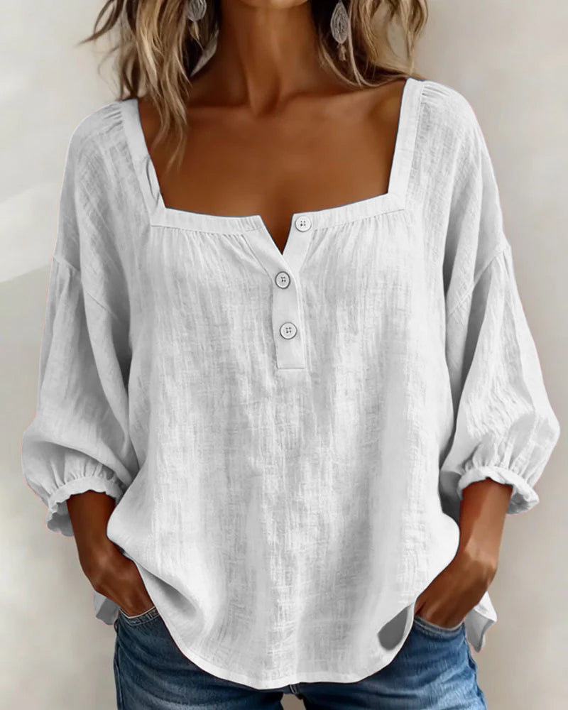 Diane | Square Neck Lantern Sleeve Shirt