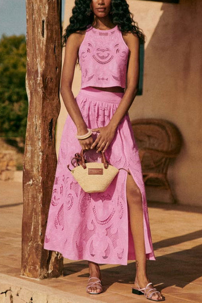 Moise | Pink Lace Two-Piece Set