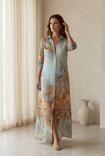 Willa | Blue Chiffon Maxi Dress