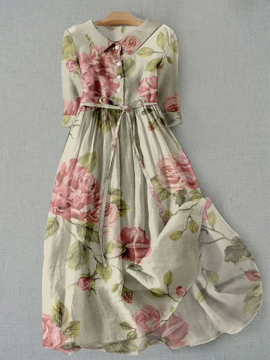 Marley | Vintage Lace-Up Waisted Floral Print Dress
