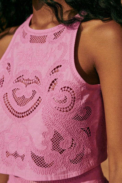 Moise | Pink Lace Two-Piece Set