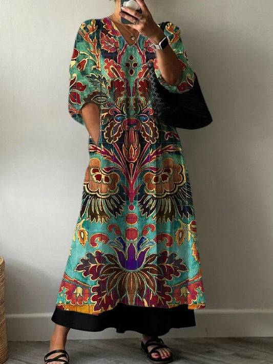Elegant Dress with Carolina Print - Alira - Boutique