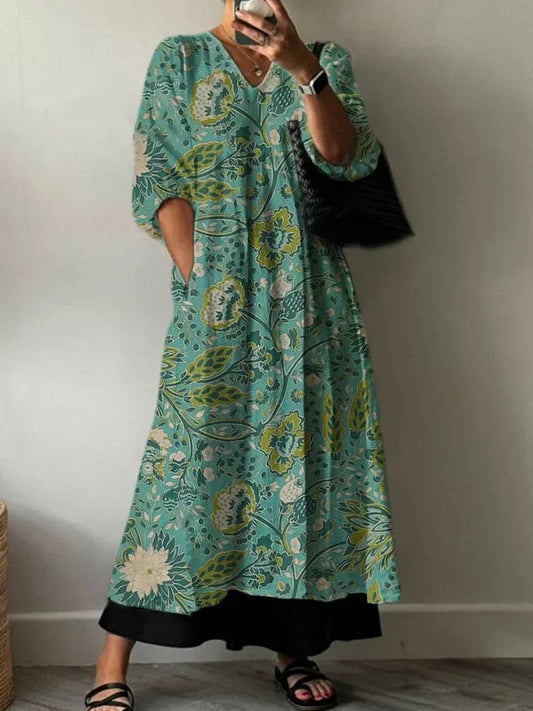 Elegant Dress with Floral Print Paula - Alira - Boutique
