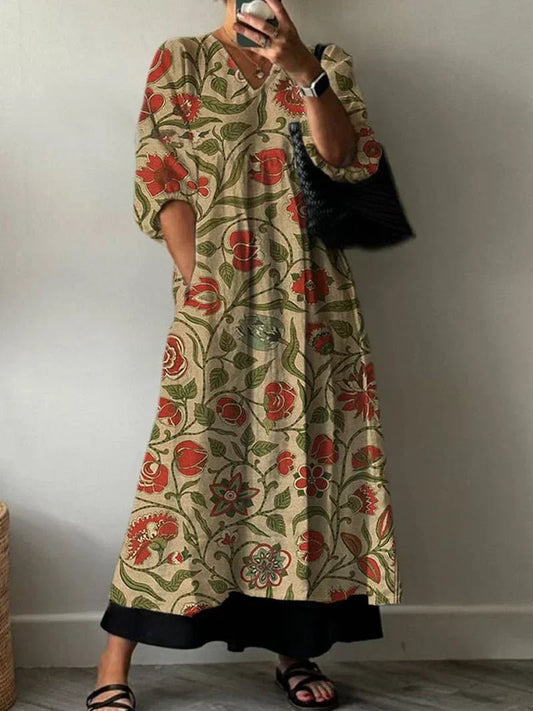 Elegant Dress with Tati Print - Alira - Boutique