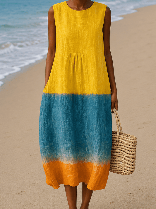 Eliana - Women's Sleeveless Printed Beach Midi Dress Loose - Alira - Boutique