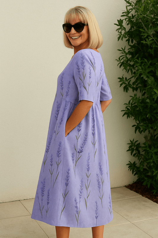 Eliza | Relaxed Midi Dress - Effortless Elegance, Everyday Comfort Lavender - Alira - Boutique