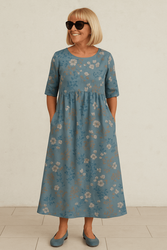 Eliza | Relaxed Midi Dress - Effortless Elegance, Everyday Comfort Light Blue - Alira - Boutique