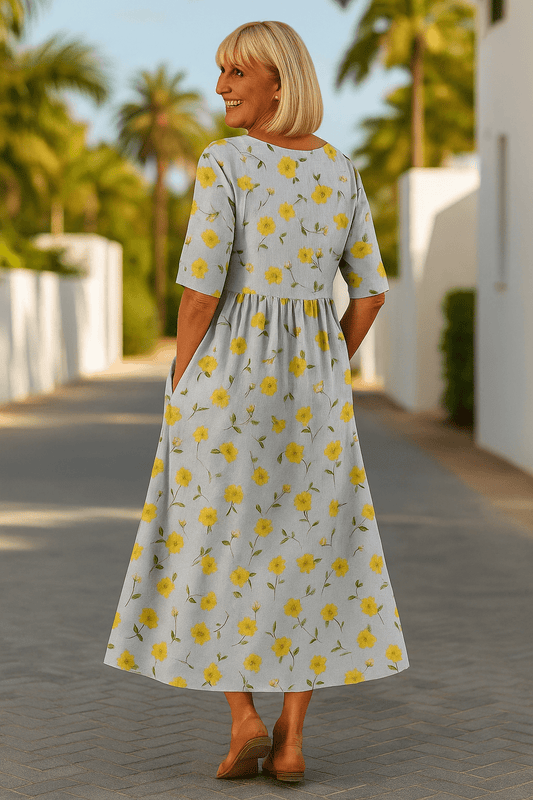 Eliza | Relaxed Midi Dress - Effortless Elegance, Everyday Comfort Light Yellow - Alira - Boutique