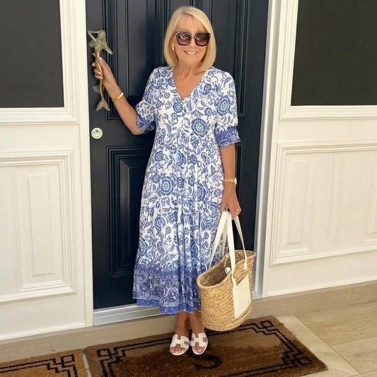 Ellie | Graceful V-Neck Floral Dress - Alira - Boutique