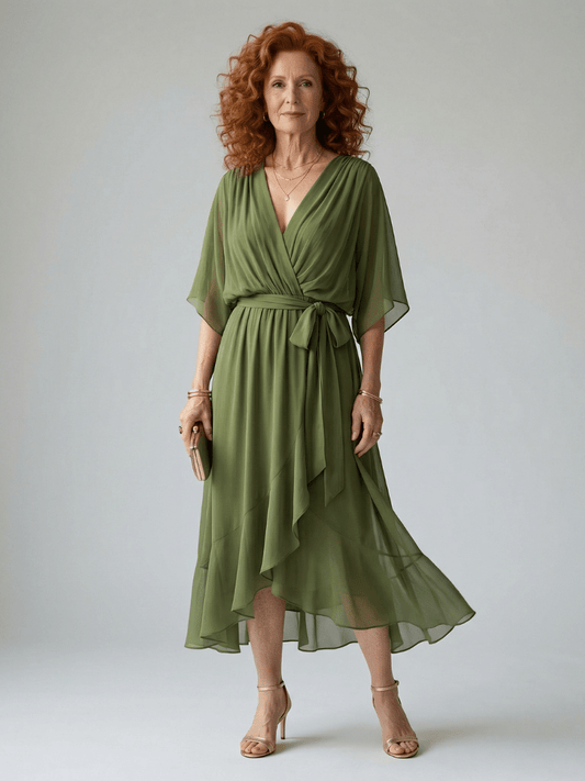 Elric | Lightweight Midi Dress with Draping - Alira - Boutique